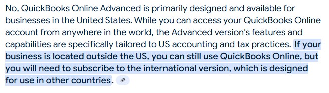 No International QBO Advanced