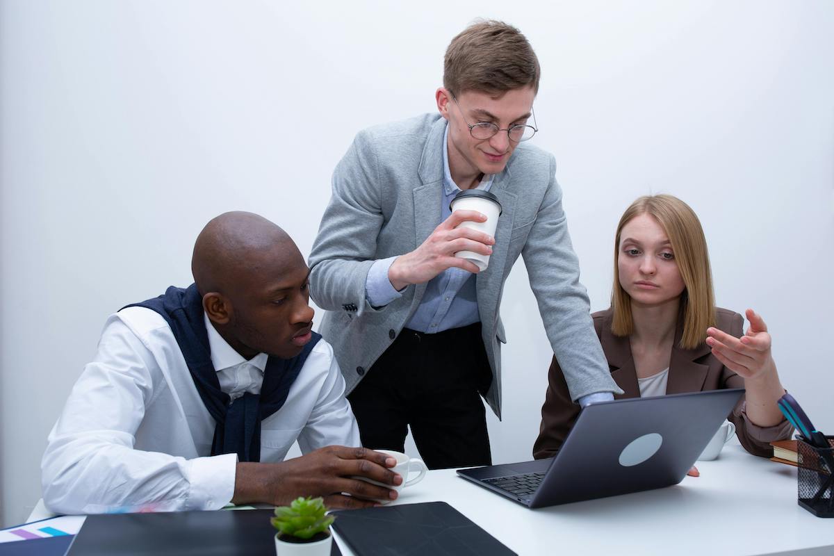 men and women having a discussion